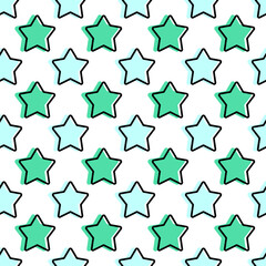 Seamless pattern with green stars