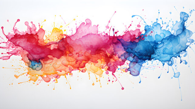 Colorful background paint splash in water color wash style with many colors