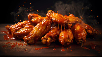Chicken wings with decoration - obrazy, fototapety, plakaty