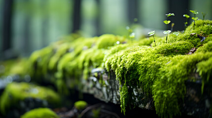 Close-Up of Moss: Greenery Background, Hand Edited Generative AI
