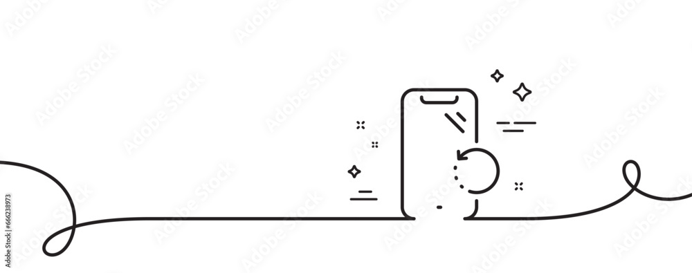 Poster smartphone recovery line icon. continuous one line with curl. phone backup sign. mobile device symbo
