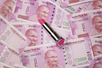 Lipstick with indian currency, expensive cosmetic industry in india