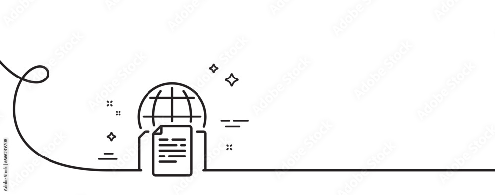 Poster internet documents line icon. continuous one line with curl. doc file page sign. office note symbol.
