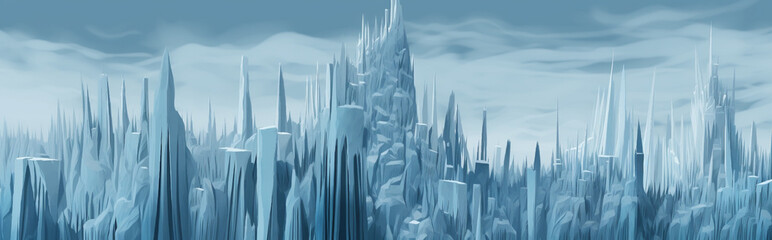 An ice structure with sharp spikes at the top. AI Generated