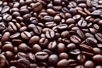 Closeup of roasted coffee beans