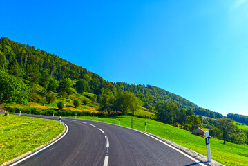 Passwangstrasse bei Mümliswil-Ramiswil, im Bezirk Thal des Kantons Solothurn (Schweiz)