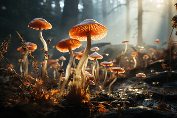 Fungi spreading their delicate mycelium networks through soil, supporting forest ecosystems....