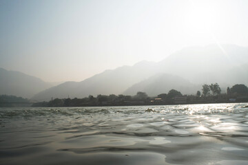 Closeup of ganga water flowing at rishikesh