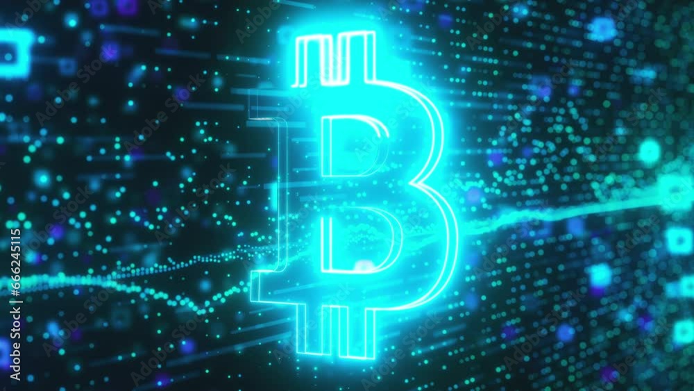 Poster bitcoin data technology. computer generated 3d render