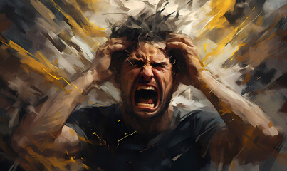 Depiction of a Man in Great Frustration and Anger