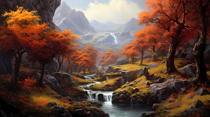 Fototapeta na wymiar Stunning forest river landscape background