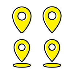 Map pin location icon vector with black outline. Navigation pins sign symbol