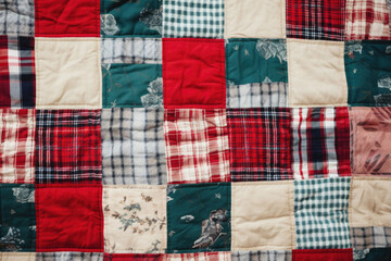 Color handmade blanket in style patchwork. Patchwork quilt. Generative AI