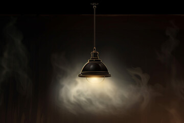 Obraz premium Two black hanging lamps with smoke on dark background. 3D rendering
