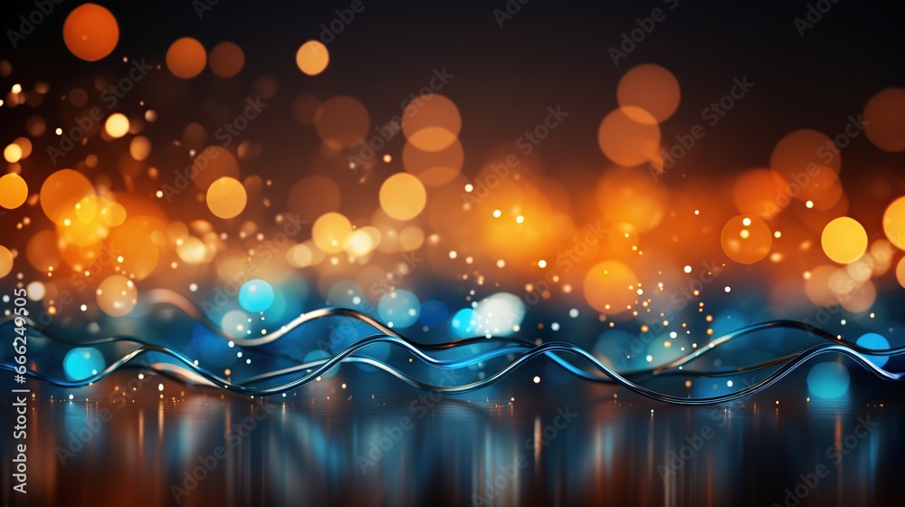 Wall mural a design with a futuristic concept art theme that features abstract particles and waves.