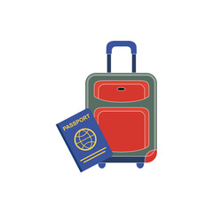 red suitcase with passport