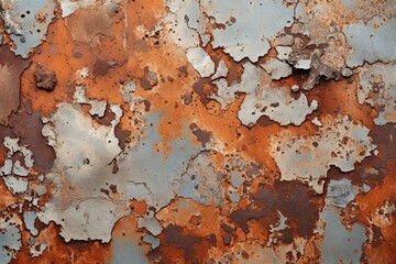 "Peeling Metal Texture: A close-up shot revealing the deteriorating textures of old, rusty metal."