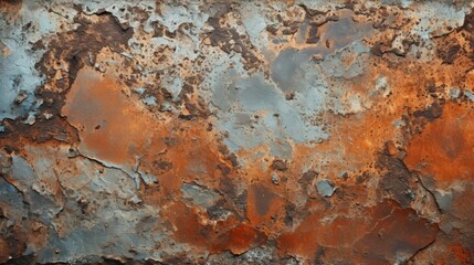 "Aged Rusty Surface: An up-close photograph showcasing the worn, peeling texture of old metal."