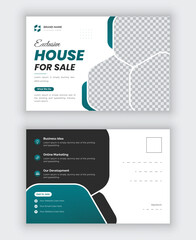 Modern real estate postcard design template. Vector illustration