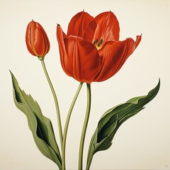 tulip detailed watercolor painting fruit vegetable clipart botanical realistic illustration - obrazy, fototapety, plakaty