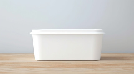 Disposable white food box container with white paper label, Mock Up Template food box Generative Ai
