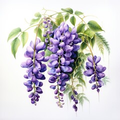 wisteria detailed watercolor painting fruit vegetable clipart botanical realistic illustration - obrazy, fototapety, plakaty