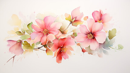 watercolor illustration of colorful flowers - Generative AI