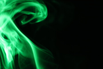 Green lines, green smoke on a dark background, colourful abstract, green fog, minimalism, line of light