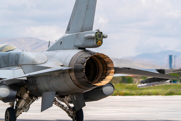 The exhaust of the  fighter jet. Jet plane nozzle