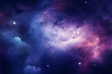 Night sky web banner featuring nebula, stars, and abstract imagery. Generative AI