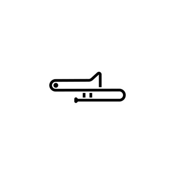 Trombone Simple Line Logo Vector