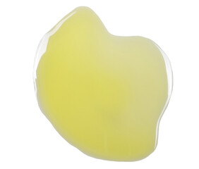 Puddle of olive oil isolated on white background, top view and clipping path
