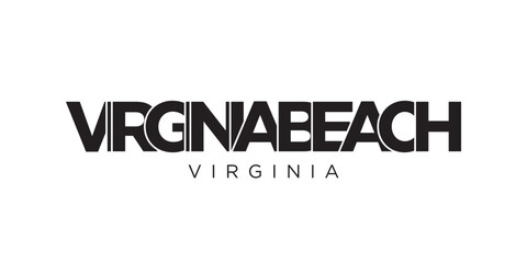 Virginia Beach, USA typography slogan design. America logo with graphic city lettering for print and web.