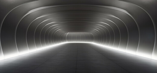 Elegant Big Hall Concrete Glossy Underground Showroom Garage Gallery Hallway Corridor. Generative Ai
