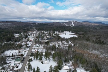 Snow covered Adirondack town