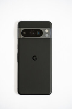 Rear view of the Google Pixel 8 Pro mobile phone