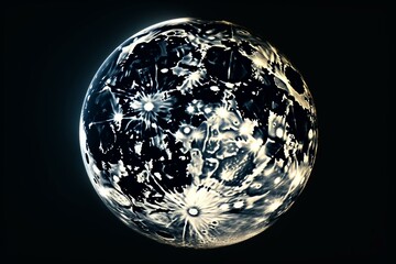 the large circular moon in the dark sky. Generative AI