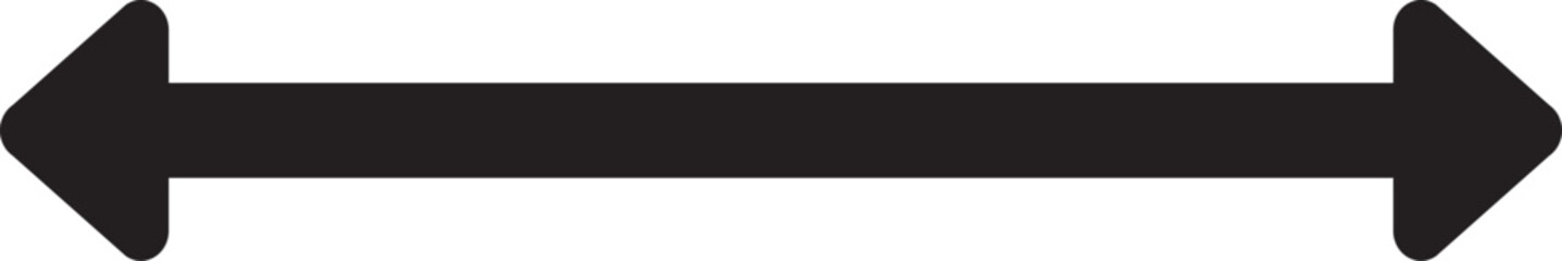 Obraz premium Arrow double long, straight right line, black bold cursor, horizontal element, thick pointer vector icon. Simple illustration isolated on white background.