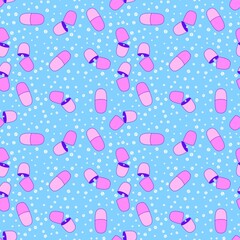 Halloween medicine seamless pills and ghost and skulls pattern for wrapping paper and fabrics and linens