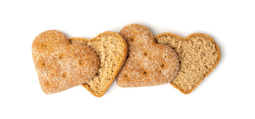 Oatmeal Bun in the Shape of a Heart Isolated, Gluten Free Flat Finnish Bread Roll