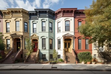 Fototapeta na wymiar Homes in Brooklyn's Bedford-Stuyvesant neighborhood. Generative AI