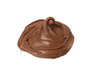 Chocolate Smear Isolated, Melted Chocolate Texture on White Background, Chocolate Sauce Pattern