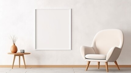 Blank empty frame poster mockup portfolio living room presentation furniture living room white