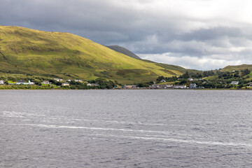 Killary Fjord with mountain and village