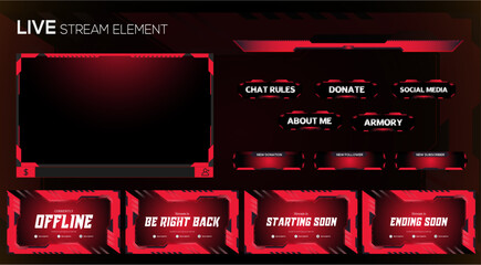 Red neon abstract Cyberpunk Gradient Live Stream Gaming element design - obrazy, fototapety, plakaty