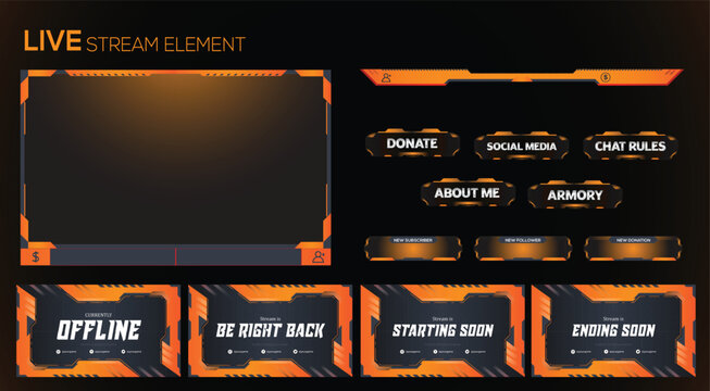 Orange abstract Cyberpunk Gradient Live Stream Gaming element design