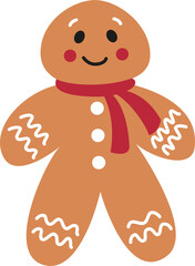 cute gingerbread christmas banner with knitted scarf, christmas ready banner, gingerbread man, merry christmas