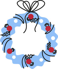 banner with a Christmas wreath and balls, ready-made Christmas banner, wreath on the door, Merry Christmas, greetings