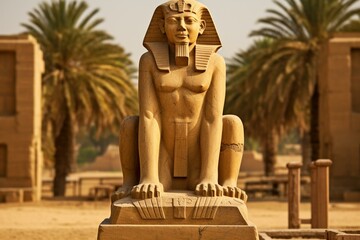 Iconic ancient sculpture and architectural marvel in Egypt. Generative AI - obrazy, fototapety, plakaty