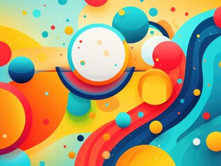 A colorful abstract background with circles and a clock. Vibrant pop art image. - obrazy, fototapety, plakaty